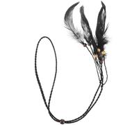 TOPBATHY Fascia Capelli Bohemien con Piuma Nera Elastica e Leggera Accessorio Etnico per Donne per Carnevale Halloween e Feste Mascherate