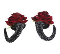 TOPBATHY Fermagli per Chioma Gotici a Forma di Corno di Diavolo Rosa, Clip Leggere per Cosplay e Halloween, Accessori Donna Stile Lolita Goth Elegante e Retrò