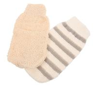 TOPBATHY Guanti Esfolianti per Corpo 2 Pezzi in Cotone e Lino per Doccia Guanto da Bagno Massaggiante per Rimuovere Cellule Morte e Migliorare Circolazione Adatti a Gambe Braccia e