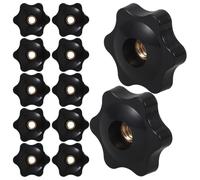 TOPBATHY Manopola a Stella Nera Filettata Femmina M8 da 1/4" con Dado in Rame Set 12 Pezzi per Serraggio Macchinari e Utensili Industriali Impugnatura Zigrinata Ergonomica per