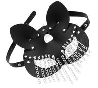 TOPBATHY Maschera in Pelle Punk Nera Catena per Halloween e Carnevale | Pu e Metallo, Accessorio Creativo e Fashion, Regolabile per Mascherata, Look Decorativo Unisex