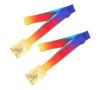 TOPBATHY Medaglie Rettangolari in Metallo per Judo con Nastro Arcobaleno, Set da 2 Medaglie D’Oro per Competizioni di Arti Marziali Scolastiche e Premi per Vincitori in Palestra