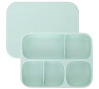 TOPBATHY Piatto Diviso Silicone Per Ragazzo Ragazza Con Ventosa e Coperchio Vassoio Per Svezzamento Antiscivolo Per Ragazzo Ragazza e Ragazzo Ragazza Facile Da Pulire e Riutilizzabile