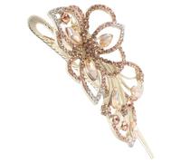 TOPBATHY Pinza per Chioma a Forma di Fiore con Cristalli, Fermaglio Grande a Becco D’anatra, Oro, Antiscivolo, per Acconciature Raccolte, Matrimoni e Uso Quotidiano