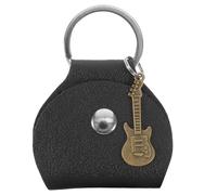 TOPBATHY Portaplettri per Chitarra Portachiavi, Metallo e PU Nero | Chitarristi e Studenti, Conserva i Plettri Insieme, Leggero per Borsa e Viaggio, anche Ukulele