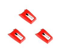 TOPBATHY Puntina per Giradischi Rosso 3 Pezzi, Ago dello Stilo di Ricambio Conico per Fonografo, Sostituzione Stilo del Giradischi Braccio in Plastica e Alluminio, Adatta a Registratori