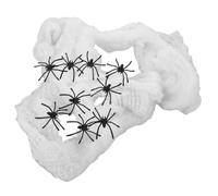 TOPBATHY Ragnatela Facile da Montare e Riutilizzabile Design Realistico Bianca di Cotone con Piccoli Finti per Halloween per Decorazioni Esterne e Scherzi Spaventosi