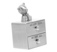 TOPBATHY Scatola Per Primo Dente e Ricciolo Ragazza Contenitore Metallico Doppio Per Dentini Decidui e Capelli Fetali Piccola Scatola Portaoggetti Decorativa