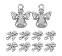 TOPBATHY Set 10 Ciondoli Mini Angelo Custode in Acciaio Inox 1553 Ciondoli Vintage per Gioielli Fatti a Mano e Portachiavi Accessori Regolabili per Creazione Braccialetti e Decorazioni