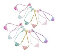 TOPBATHY Set 12 Elastici per Chioma Perline a Cuore, Elastici Gemelli Multicolori ad Alta Elasticità, Fasce per Chioma Intrecciate Delicate, Accessori per Coda di Cavallo per Bambine