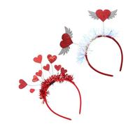 TOPBATHY Set 2 Fasce per Chioma a Forma di Cuore Rosse, Cerchietti Copricapo per Donna, Accessori per Feste di San, Compleanni e Natale