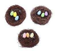 TOPBATHY Set 3 Pezzi Nido Artificiale 3 Uova di Pasqua Colorate, Decorazione Pasquale Creativa per Feste e Accessorio Fotografico, Ornamento Resistente e Centrotavola Colore Colore Casuale