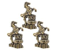 TOPBATHY Set 3 Pezzi Statuette Cavallo Zodiaco in Ottone Dorato, Decorazione Miniatura Unica per Casa e Collezione, Eleganza Artigianale e Stile