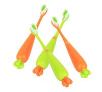 TOPBATHY Set 4 Spazzolini da Denti Manuali per Bambini a Forma di Carota Setole Morbide e Manico Ergonomico in Pp e Tpr per Pulizia Delicata dei Primi Dentini