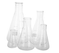 TOPBATHY Set 5 Beute Erlenmeyer in Vetro Borosilicato Resistente al Calore, Capacità 50 Ml-1, Palloni Conici Stabili per Applicazioni Chimiche e Laboratorio Scientifico