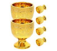TOPBATHY Set 6 Coppette Dorate per Offerte Buddiste in Plastica Pp da 30ml, Tazze Decorativa e Delicata per Luogo e Regali Meditazione