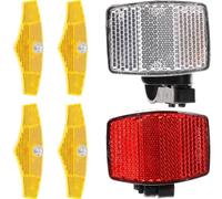 TOPBATHY Set 6 Pezzi Riflettori per Bici Anteriori e Posteriori Riflettore Bianco e Rosso per Manubrio e Ruote Accessori Sicurezza Ciclismo per Guida Notturna Installazione Semplice e