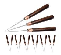 TOPBATHY Set da 15 Punteruoli da Lavoro con Manico in Legno, Ago da Punzone per Punzonatura Artigianale, Strumento per Perforazioni Precise su Legno e Cucito, Utensili per Lavorazione