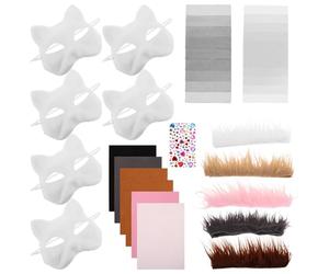 TOPBATHY Set Maschera di Gatto Bianca Riutilizzabile in Carta e Feltro per Maschere Fai da Te, per Costume di Halloween e Processi di Creazione Maschere