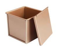 TOPBATHY Teglie per plumcake in alluminio con coperchio, teglie per pane, teglie antiaderenti per torte, accessori ideali per pane da sandwich, toast, pasta madre dorata
