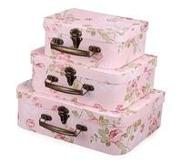 TOPBATHY Valigie Di Cartone Con Stampa Floreale, Scatole Decorative Con Manici in Metallo, Set Da 3 Pezzi Per Matrimoni, Compleanni e Decorazioni Festa