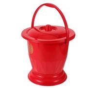TOPBATHY Vaso da Notte per Matrimonio in Plastica Rossa con Coperchio | Manico Portatile, Superficie Liscia, Decorazione Cerimoniale, per Auto e Rito Nuziale Cinese, Uso Adulto