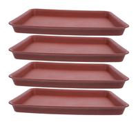 TOPBATHY Vassoio Rettangolare 34,5x24 CM, 4 Pezzi Plastica di Colore Terra | Base Stabile, Facile da Pulire Raccoglie L’acqua in Avanzo, per Piante per Terrazzi e Stanze