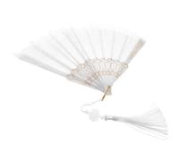 TOPBATHY Ventaglio Mano in Pizzo Bianco Elegante Ventaglio con Nappa per Festa del tè Accessorio per Cosplay e Decorazione Materiale Stabile e Sicuro Regalo per Amanti della Cultura Cinese