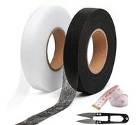 TOPBELIEF 2 Pezzi Nastro Termoadesivo Orlo Svelto Nastro per Orlare Nastro da Cucito Nastro Termoadesivo per Tessuti Viene Fornito con Metro a Nastro Morbido e Forbici per Pantaloni Vestiti 128M