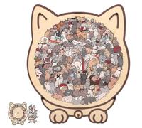 TopBine - Puzzle a forma di gatto, 135 pezzi, puzzle creativo in legno, incorniciato da adorabili gatti, per amanti dei gatti, decorazione per la casa (colore Morandi)