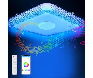 TOPBOS RGB Plafoniera LED Soffitto con Telecomando e APP, 30W Lampada da Soffitto con Altoparlante Bluetooth Tondo Lampadario RGB Regolabile Cambia Colore per Soggiorno Camera dei Bambini da Letto