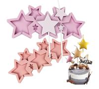 TOPBSFARNY 2 stampi rotondi in silicone a forma di cuore e stella, in resina epossidica, per lecca-lecca, cioccolatini, torte, lecca-lecca, feste per bambini (stella)
