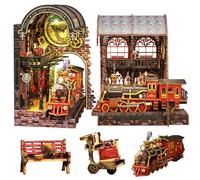 TOPBSFARNY Book Nook Kit puzzle 3D in legno fai da te casa in miniatura con copertura antipolvere per libreria, inserto decorativo, regalo creativo per adulti e ragazzi