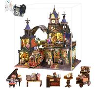 TOPBSFARNY Casa delle bambole in legno in miniatura, design a treno in miniatura, kit fai da te per casa delle bambole, costruzione di ville, modello 3D, regalo creativo per amici e genitori (con