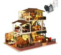 TOPBSFARNY Casa delle bambole in legno in stile europeo, stile vintage, fai da te, kit di montaggio per casa delle bambole, modello 3D, con mobili e carillon, regali creativi per amici (senza custodia