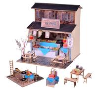 TOPBSFARNY Casa delle bambole in miniatura con mobili, kit per casa delle bambole giapponese/cinese fai da te in legno, modello di costruzione per casa delle bambole per compleanno, San Valentino