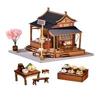 TOPBSFARNY Casa delle bambole in miniatura con mobili, kit per casa delle bambole giapponese/cinese in legno, fai da te, modellino di costruzione per compleanno, San Valentino (Baozi Shop)