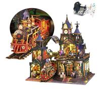 TOPBSFARNY Casa delle bambole in miniatura in legno, design a treno in miniatura, kit fai da te per casa delle bambole in villa, modello 3D, regalo creativo per amici e genitori (senza copertura