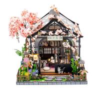TOPBSFARNY Casa delle bambole in miniatura in legno giapponese Sakura serra casa delle bambole fai da te kit costruzione villa modello 3D regali creativi per amici e genitori (senza copertura