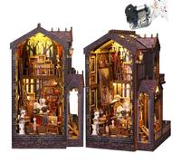 TOPBSFARNY Fai da te in legno biblioteca modello di casa, in miniatura, kit per casa delle bambole realistico, mini casa in legno 3D, regalo di Natale