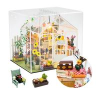 TOPBSFARNY Kit casa delle bambole in legno stile giardino con protezione antipolvere costruzione modello fai da te arte casa romantico regalo di compleanno