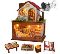 TOPBSFARNY Kit fai da te casa delle bambole in miniatura, modello multi storia con luci e movimento musicale per famiglia e amico Halloween (senza copertura antipolvere)