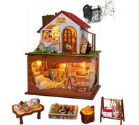 TOPBSFARNY Kit fai da te casa delle bambole in miniatura, modello multi storia con luci e movimento musicale per famiglia e amico Halloween (con copertura antipolvere)
