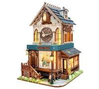 TOPBSFARNY Kit fai da te in legno per bar con luce a LED, regolazione a tre velocità, casa delle bambole in miniatura, libreria, decorazione da scrivania, set da costruzione