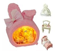 TOPBSFARNY Kit fai da te in miniatura, casa delle bambole fai da te, in stile animale, in legno, modello in miniatura con luce LED, regalo creativo per donne e adulti