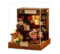TOPBSFARNY Kit fai da te per angolo libro, 3D in miniatura in legno, casa delle bambole con illuminazione a LED, decorazione per libreria, per ragazzi/adulti (caffè leggermente speziato)