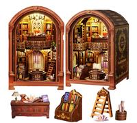 TOPBSFARNY Kit fai da te per angolo libro 3D, puzzle in legno in miniatura, kit fatto a mano per libreria, kit per la creatività, regalo di compleanno di Halloween (negozio di libri)