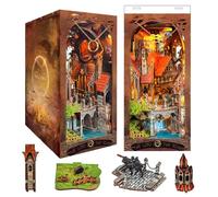TOPBSFARNY Kit fai da te per angolo libro, decorazione fai da te per casa delle bambole Booknook, libreria, puzzle in legno 3D con LED, regalo di Halloween, Natale, compleanno, decorazione per la casa