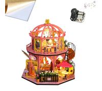 TOPBSFARNY Kit fai da te per casa delle bambole in miniatura, con luce LED, scala 1:24, regalo per adulti (ES006)