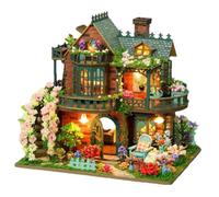 TOPBSFARNY Kit fai da te per casa delle bambole in miniatura, con mobili e luci, 3D in legno, casa dei fiori modello di edificio creativo, regalo di Natale di nozze di Brithday (senza copertura
